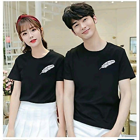 FreeShip Đơn 50K ️Siêu Phẩm️ Áo thun unisex nam nữ trắng đen họa tiết lông chim đẹp vải dày mịn