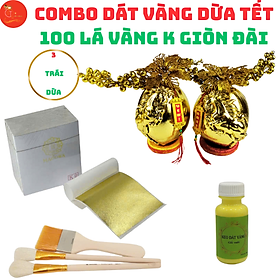 Mua  DÁT VÀNG DỪA ĐẸP NHẤT  Combo Dát vàng 3 trái dừa chưng Tết 100 lá K GIÒN ĐÀI đẹp nhất trong các loại lá dát vàng