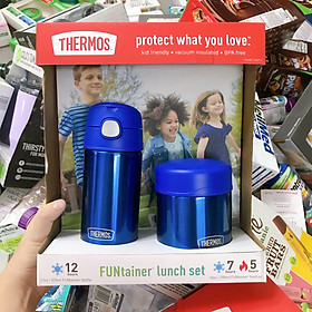Set Bình Hộp Giữ Nhiệt Cho Trẻ Em Thermos Funtainer Lunch Pink Bình 355ml Hộp 290ml