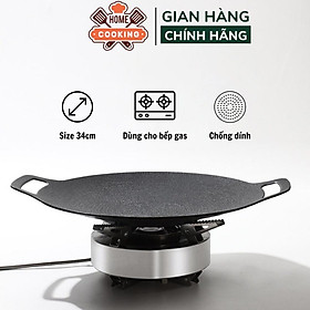 Mua Chảo nướng đá không dầu Hàn Quốc size 34cm  chảo nướng thịt BBQ chống dính dùng được cho mọi loại bếp  chất liệu cao cấp