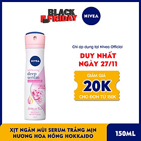 Xịt Ngăn Mùi Nivea Serum Trắng Mịn Hương Hoa Hồng Hokkaido (150ml) 85304