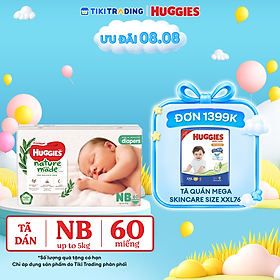 Tã Dán Siêu Cao Cấp Huggies Platinum Naturemade NB60 (60 Miếng)