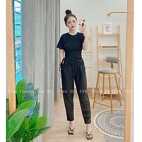 Sét bộ thun gân tăm phom thụng áo rút dây quần dài siêu HOT