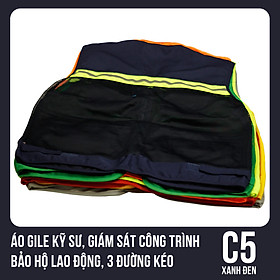 Áo Gile Kỹ Sư, Giám Sát Công Trình, Bảo Hộ Lao Động, 3 Đường Kéo - Mã C5 (Xanh Đen) - 10 Áo