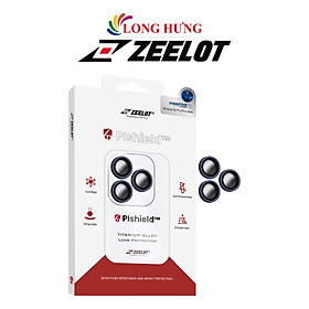 Dán Camera cường lực viền màu chống va đập Zeelot PIshield Sapphire dành cho iPhone 15 Pro/15 Pro Max - Hàng chính hãng