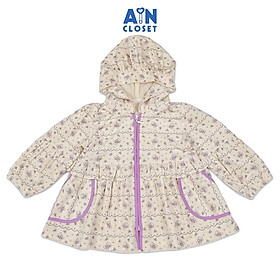 Áo Khoác có nón bé gái hoạ tiết Gấu Tím Cotton Nhung - AICDBGKKVMWG - AIN Closet