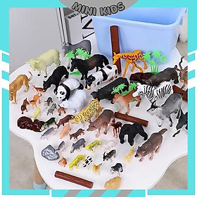 Bộ đồ chơi mô hình động vật 58 chi tiết thú rừng hoang dã nhựa an toàn