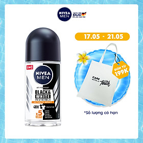 Lăn Ngăn Mùi NIVEA MEN Black & White Ngăn Vệt Ố Vàng Vượt Trội 5in1 (50ml) - 85392