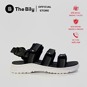 Giày Sandal Nam The Bily 3 Quai Ngang - Đế Trắng Lót Đen Màu Xám Thổ Cẩm BLDTMD04