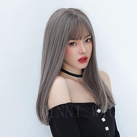 Tóc giả nữ Hàn Quốc nguyên đầu cao cấp làm bằng tơ mềm mượt như tóc thật + tặng kèm lưới ONLINE SHOPPING_1102