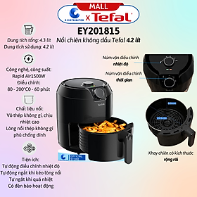 Nồi chiên không dầu Tefal EY201815 4.2 lít - Hàng Chính Hãng - Bảo Hành 12 Tháng