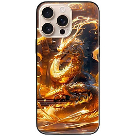 Ốp lưng dành cho Iphone 15 - 15 Plus - 15 Pro - 15 Pro Max - Rồng Vàng Lửa - Hàng Chính Hãng