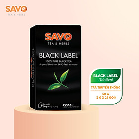 Trà Đen SAVO Tea túi lọc truyền thống Black Label (hộp 25 gói x 2g) Nước Trà Đen túi lọc