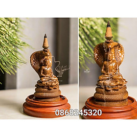 Mua Combo Tượng thần rắn bảo vệ đức phật xông trầm bằng gỗ bách xanh thơm nức  kt cao 20×11×10cm chưa tính đế gỗ hương