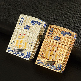 Mua Hột Qụet Bật Lửa Xăng Đá Z-KJ1248 Họa Tiết Sơn Mài Thuyền Buồm Đẹp Độc Lạ - Dùng Xăng Bấc Đá Cao Cấp ( Giao màu ngẫu nhiên )