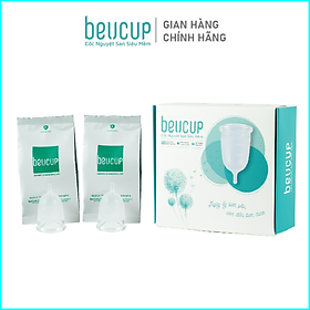 Combo 2 sản phẩm chính hãng Cốc Nguyệt San BeUCup, Cốc Nguyệt San Siêu mềm 100% Silicon y tế Wacker Đức