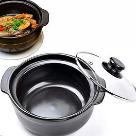 Nồi Đất Kho Thịt Cá Lòng Sâu Nắp Kính 1500ML Tiện Dụng