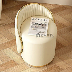 Mua Ghế trang điểm đôn tròn CS0926-1P Nội thất Capta Nệm PU mềm kem xám cam đế inox mạ màu vàng Ghế ngồi bàn trang điểm sang trọng cao cấp đẹp hiện đại hcm