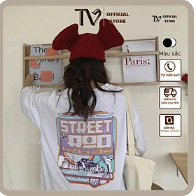 Áo Phông Nữ TVSTORE Áo thun STREET tay lỡ form rộng Unisex Nam Nữ Mặc In 5D Pet Cao Cấp Màu Trắng