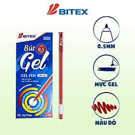 Combo 10 Bút gel Bitex mực xanh, đen, tím, đỏ G04