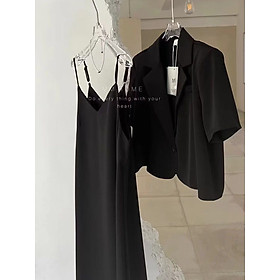 Set váy 2 dây kèm áo blazer cộc tay chuẩn hàng thiết kế siêu xinh