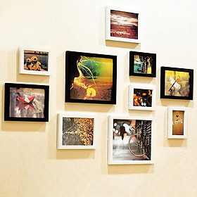 Bộ 10 khung ảnh treo tường phòng khách KA1002 Miễn phí phụ kiện.