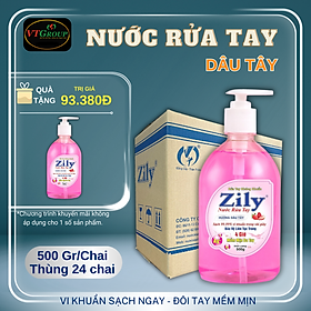 Nước rửa tay Zily chai 500g ( 24 chai/ thùng) - Tặng 1 Chai Nước Rửa Tay Zily 500Gr