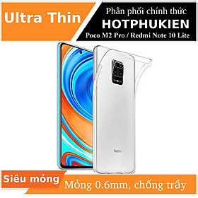 Ốp lưng silicon dẻo trong suốt mỏng 0.6mm cho Poco M2 Pro / Redmi Note 10 Lite hiệu Ultra Thin độ trong tuyệt đối chống trầy xước - Hàng nhập khẩu