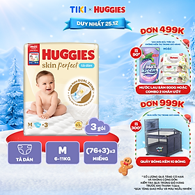 Combo 3 Tã/bỉm dán Huggies Skincare Super Jumbo M76+3/L68/XL60/XXL54