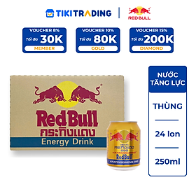 Thùng 24 Lon Nước Tăng Lực Red Bull (250ml x24 Lon)
