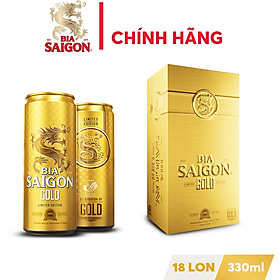 Thùng 18 lon bia SAIGON GOLD - 330ml - Mới