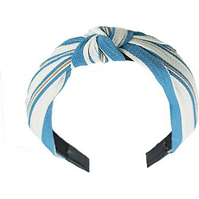 Bờm cài tóc turban nữ kẻ xanh trăng bản to BN17