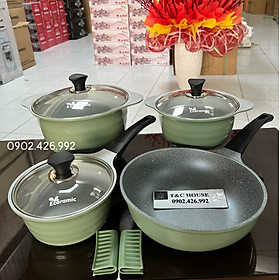 Mua Bộ 4 Nồi Chảo Chống Dính ECORAMIC Sky Pot Nồi 18CM 20CM 24CM Chảo Sâu 26CM