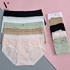 Combo 05 Quần lót nữ mix màu vải cotton Nhật viền ren cạp vừa kháng khuẩn Vicci QV.208 ôm sát vòng 3, mềm mại, thoáng mát