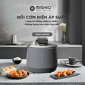 Nồi Cơm Điện Áp Suất Lòng Sứ Dưỡng Sinh Mishio MK396 dung tích 0.8L cho 1-2 người – Bí Quyết Cho Cơm Gạo Lứt - Hàng chính hãng