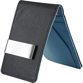 Minimalist Two-tone Color Mens Leather Money Clip Slim Wallets Credit Card