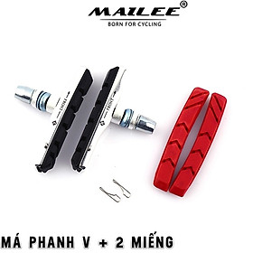 Má Phanh chữ V Chất liệu Nhôm cho xe đạp MTB kèm với 2 Tấm Cao Su Có Thể Thay Thế Mai Lee