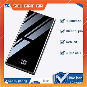 Sạc Dự Phòng 30000mAh 3M mini nhỏ gọn tiện nghi cầm theo sạc nhanh thích hợp dùng iPhone XiaoMi - Hàng Chính Hãng