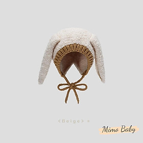 Mũ nón len bông xù tai thỏ dài đáng yêu cho bé 5m-3y Mimo baby ML41