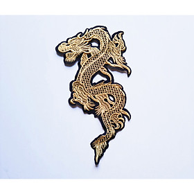 Sticker Thêu Ủi Họa Tiết Con Rồng Màu Gold MS773495