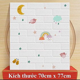Bộ 5 Tấm Xốp Dán Tường 3D Hoạt Hình Cầu Vòng Dễ Thương, Dày Dặn Chống Va Đập 