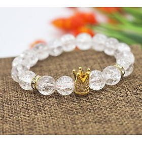 Vòng Tay Thạch Anh Mix Vương Miện Chanh Sả - Phong Cách Hàn Quốc Cực Đẹp - Đá Thạch Anh Thu Hút Vận May Xung Quanh, Mang Đến Tài Lộc Cho Người Đeo