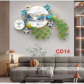 Mua Đồng hồ treo tường trang trí chim công decor CD14 kích thước 125 x 65 cm
