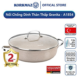 Nồi chống dính thấp Korkmaz Granita 2.5 lít - 24x4,5 cm