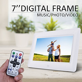 Đồng hồ kiêm khung ảnh thông minh 7 ’’ TFT LCD HD - Tự động Trình phát hình ảnh, nhạc / Điều khiển từ xa - Màu trắng