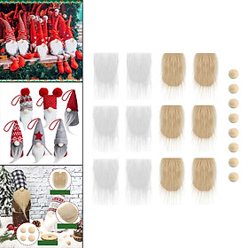 12 Pieces Pre-Cut Gnome Beard Costume Beard Faux Dwarf Beard and 12 Pieces Mini Unfinished Wooden Balls for Christmas Decor