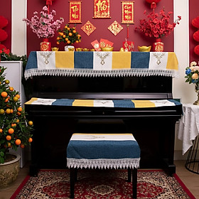 Khăn phủ đàn piano cơ đàn piano điện tử 88 phím trang trí năm mới Tết giáng sinh noel sang trọng cao cấp - Hàng chính hãng