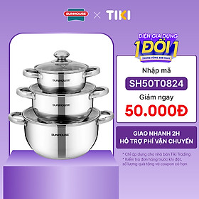 Bộ Nồi Inox 3 Đáy Sunhouse SH334