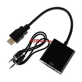 Dây cáp chuyển HDMI sang VGA có âm thanh Audio jack 3.5mm【USBgiare,Com】
