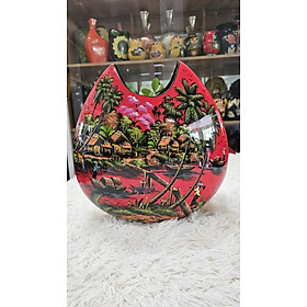 Bình sơn mài bánh tiêu cao cấp size 37x36x14 cm thích hợp cắm hoa, trang trí, làm quà tặng,....